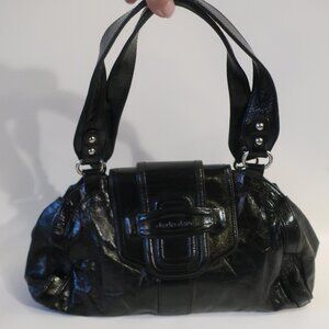 Womens Charles David Black Leather Satchel Handbag